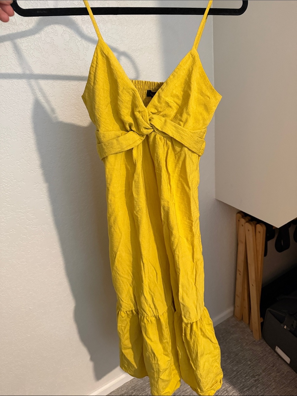 Banana Republic Women’s Yellow Knot-Front Spaghetti Strap Dress